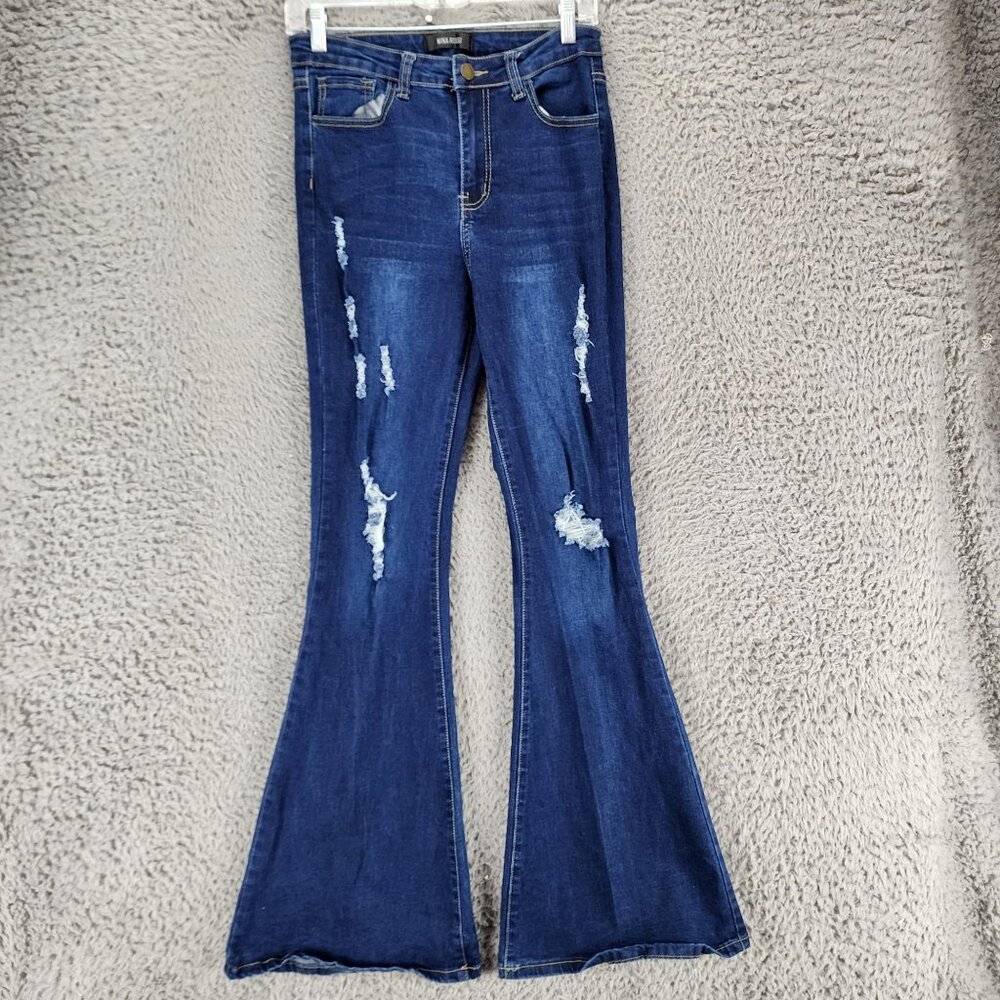 Nina Rossi Jeans Womens 9 Dark Wash Stretch High Rise Flare *GUC*